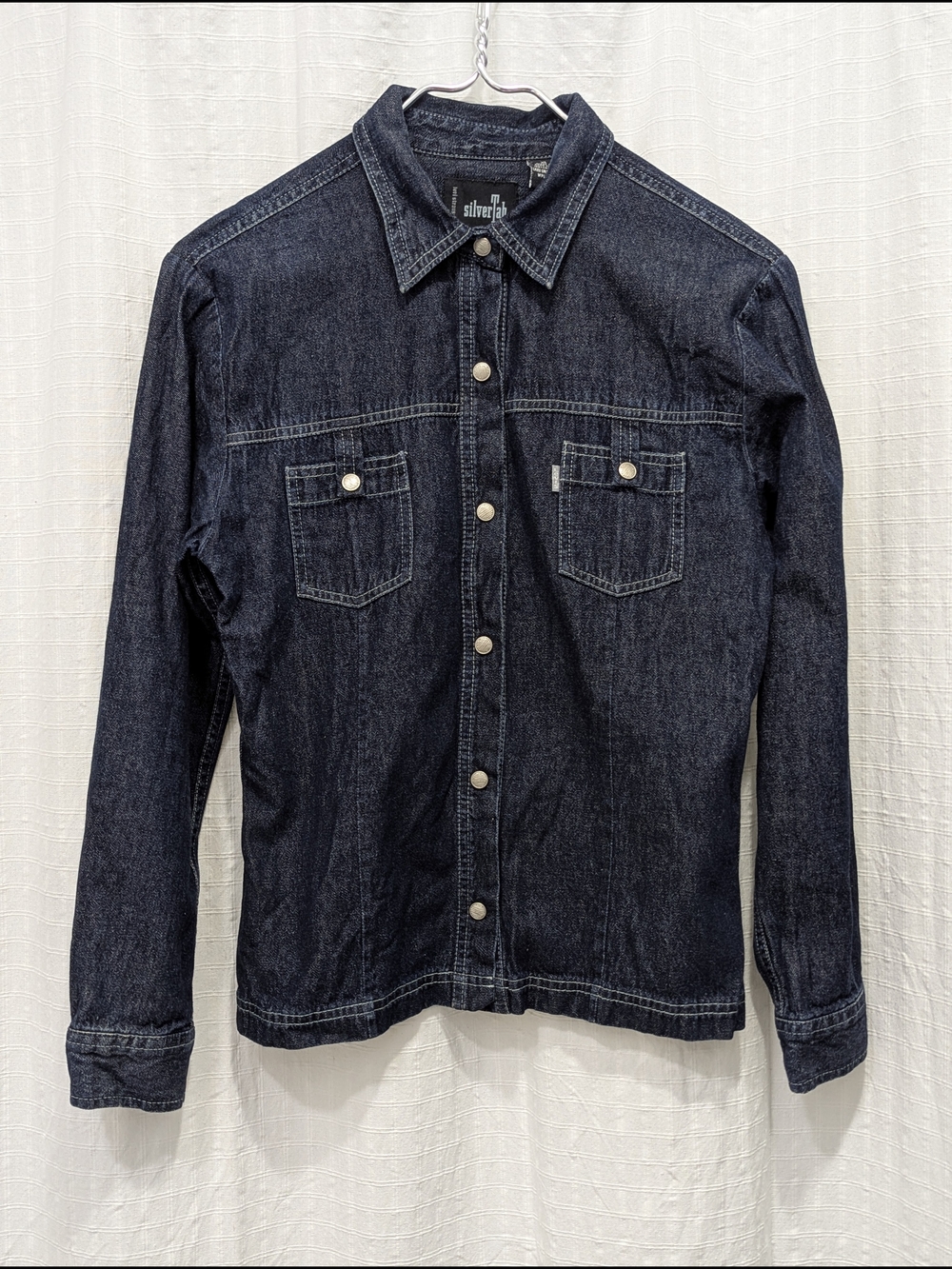 Vintage Levi's SilverTab Denim Shirt Jacket Juniors XL 17 Dark Wash Snap 90s